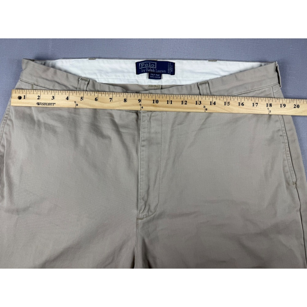 Polo Ralph Lauren Philip Pant Mens 37x34 Khaki Tan Cotton Twill Chino Trousers - Picture 4 of 13